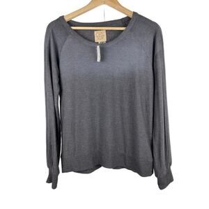 NWT Cha Sor Women's M Gray Slit Sleeve Pullover Sweater